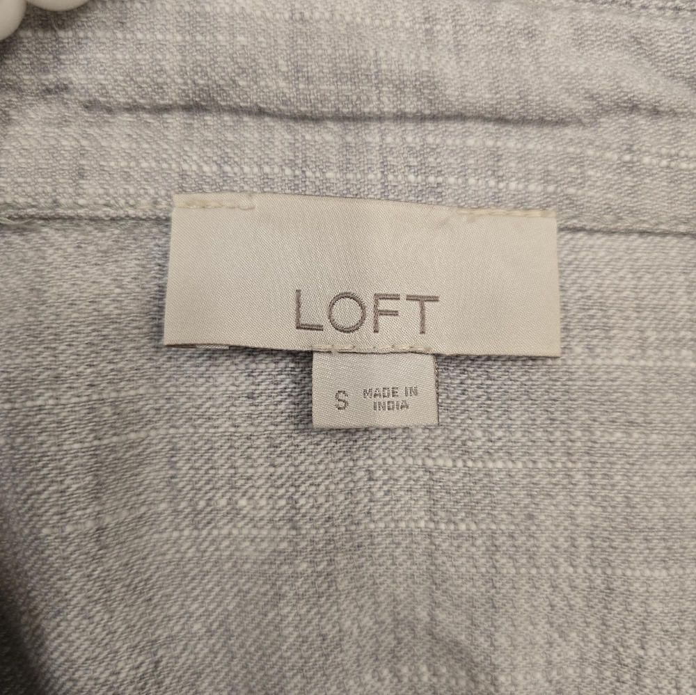 LOFT Cropped Linen Jacket Size S Gray - Picture 3 of 4